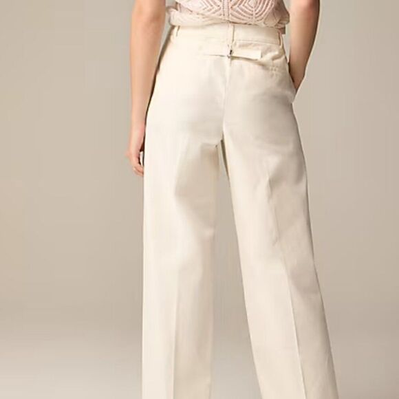 J. Crew Full-length wide-leg trouser in cotton blend Ivory NWT size 2 - Picture 2 of 10